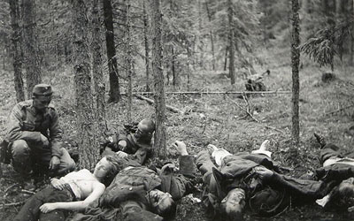 被芬兰军队打死的苏军女兵尸体