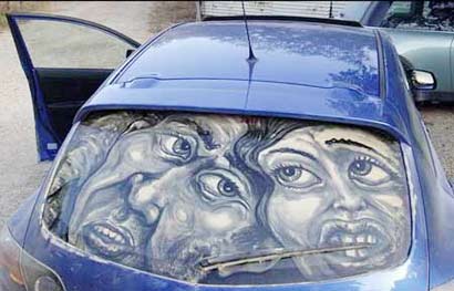 奇幻逼真的汽车玻璃灰尘画组图