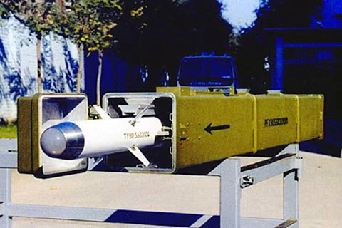 图片说明:倚天机动式防空系统使用的国产天燕90导弹(资料)