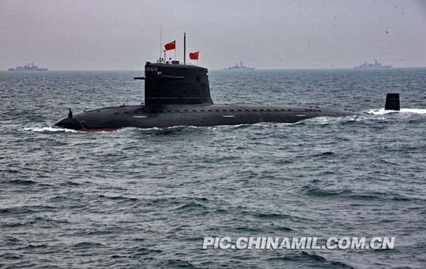 参加阅兵的攻击核潜艇 中国军网 特派记者 宣琦
