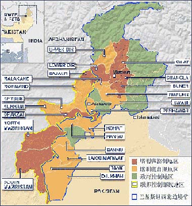 bbc制作地图"圈定"塔利班在巴基斯坦势力范围