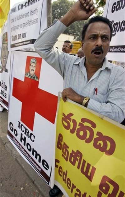 斯里兰卡民众反对“猛虎”组织的游行示威。