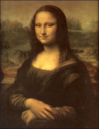 《蒙娜丽莎》 作者 达·芬奇

这是世界上最著名的绘画作品。蒙娜丽莎美丽优雅，庄重贤淑，直至今日，她的神秘微笑，仍为无数历史学家和绘画专家所倾倒好奇。达芬奇用自己创立的薄雾法描绘的风景，把人们带到了无限完美的世界，它是卢浮宫的镇宫之宝。