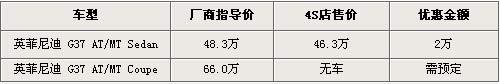 英菲尼迪G37最高降价2万元 双门版无现车