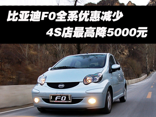 比亚迪F0全系优惠减少 4S店最高降5000
