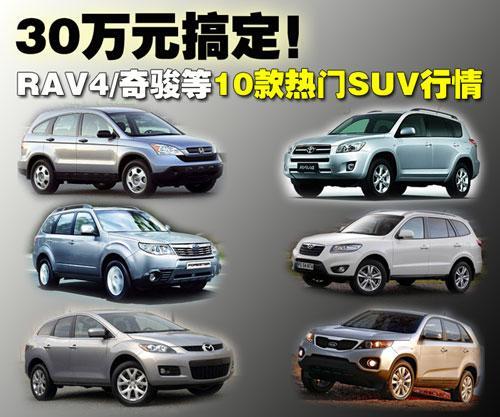 RAV4/奇骏等10款热门SUV行情 30万元搞定