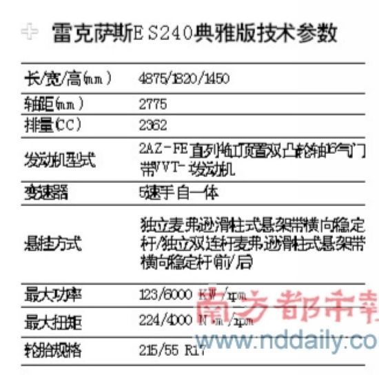 低调的舒适--试驾雷克萨斯ES240典雅版\(图\)