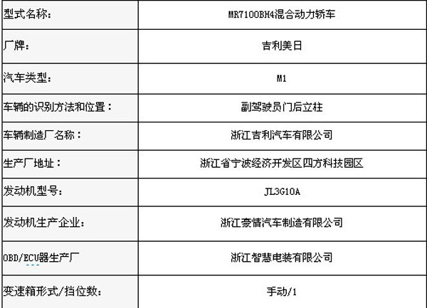 EC7混动? 曝吉利新能源车登上新车目录