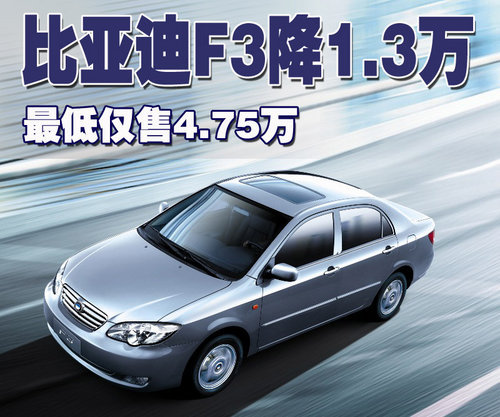 比亚迪F3最高优惠1.3万元 最低仅售4.75万