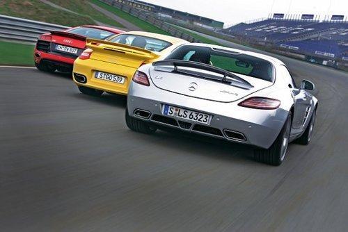 德国超跑俱乐部 911Turbo与R8挑战SLS AMG