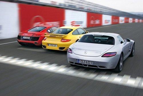 德国超跑俱乐部 911Turbo与R8挑战SLS AMG