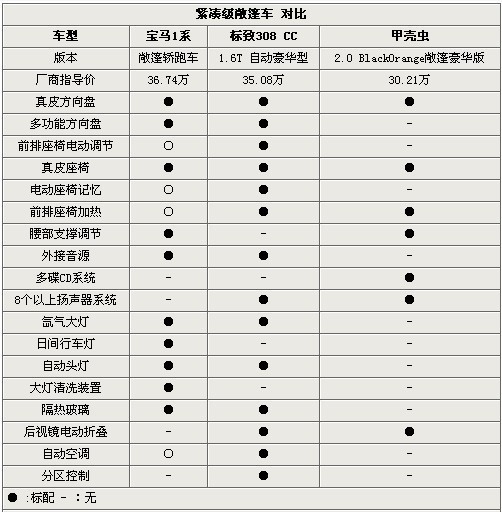 紧凑级也敞亮 1系/308cc/甲壳虫敞篷对比(3)