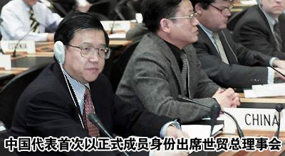 中国代表首次以正式成员身份出席世贸总理事会