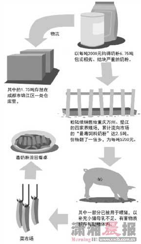 三聚氰胺含量最高超标515倍 毒奶粉恐流回餐桌