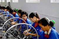 朝鲜自行车厂女工